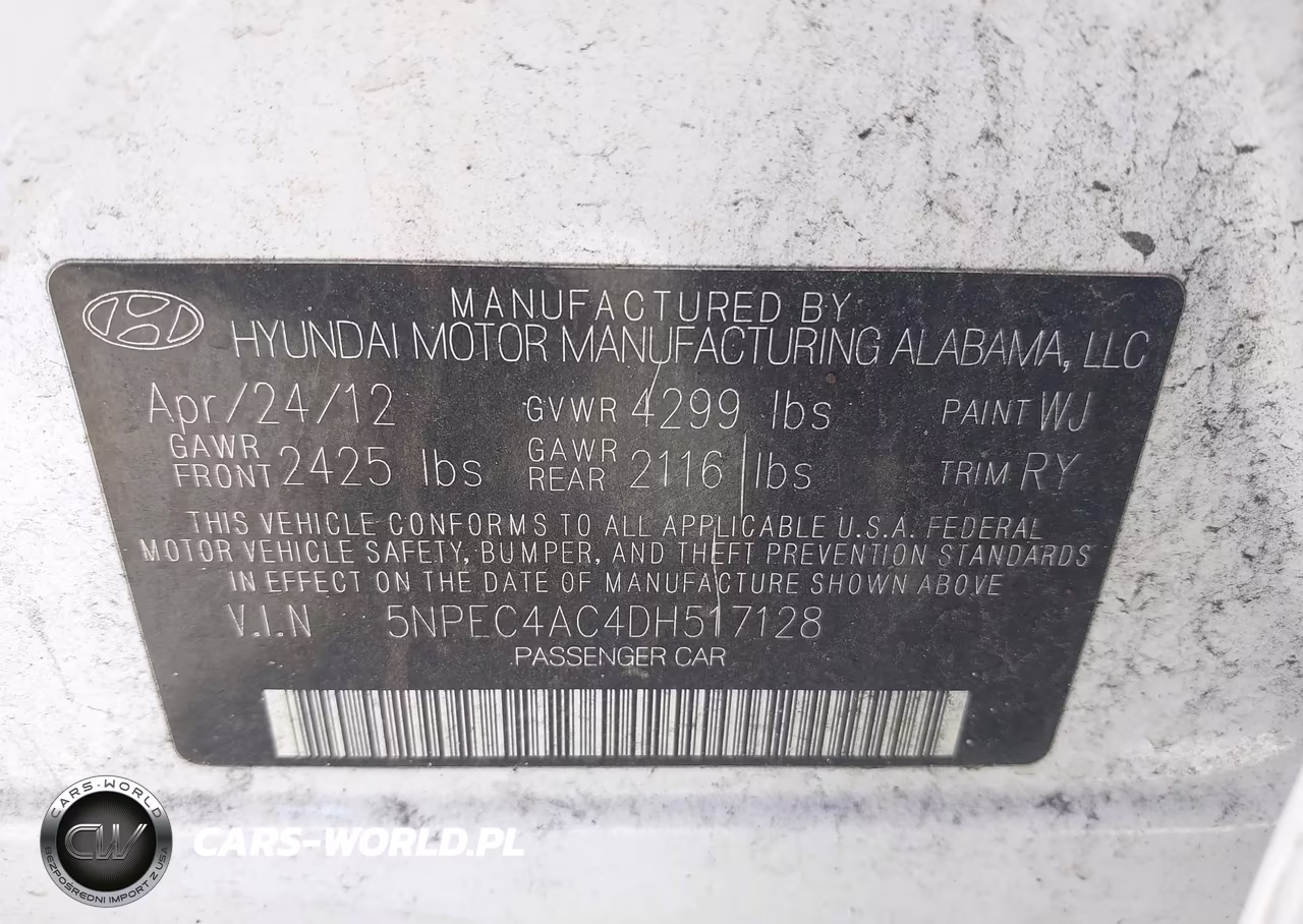 2013 Hyundai Sonata Se VIN:5NPEC4AC4DH517128 - 9