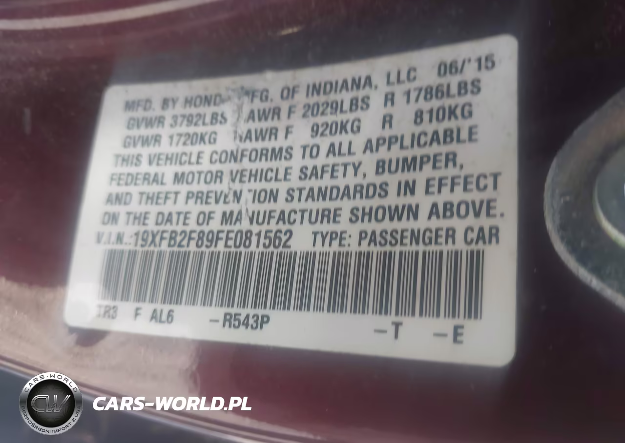 2015 Honda Civic Ex VIN:19XFB2F89FE081562 - 9