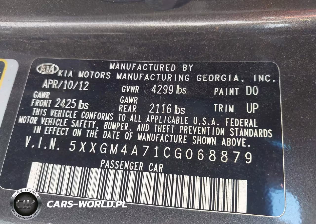 2012 Kia Optima Lx VIN:5XXGM4A71CG068879 - 9