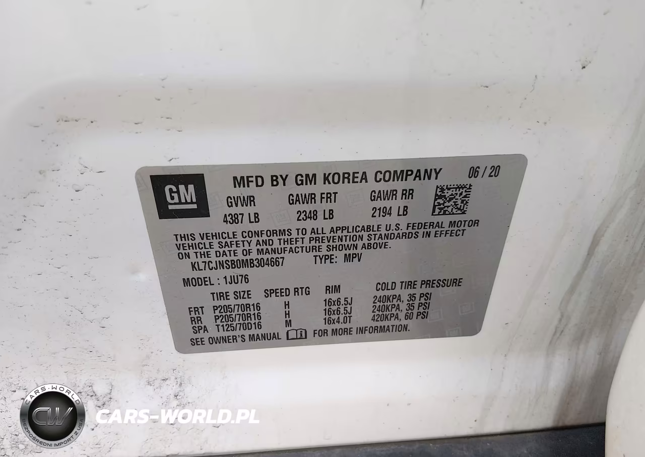 2021 Chevrolet Trax Awd Ls VIN:KL7CJNSB0MB304667 - 9