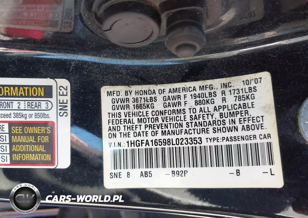 2008 Honda Civic Lx VIN:1HGFA16598L023353 - 9