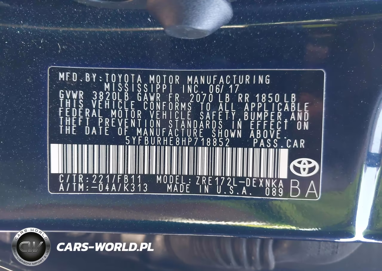 2017 Toyota Corolla Le VIN:5YFBURHE8HP718852 - 9