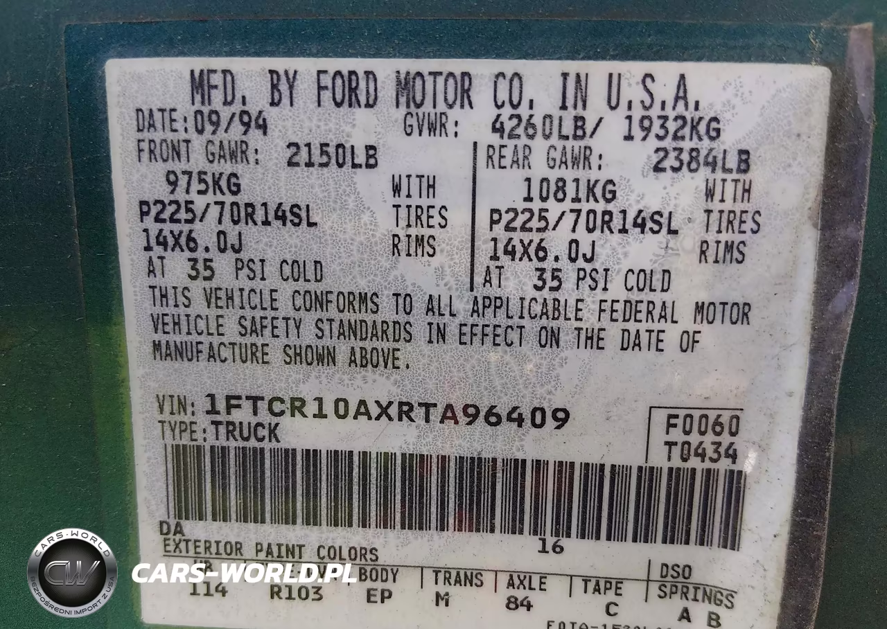 1994 Ford Ranger VIN:1FTCR10AXRTA96409 - 9