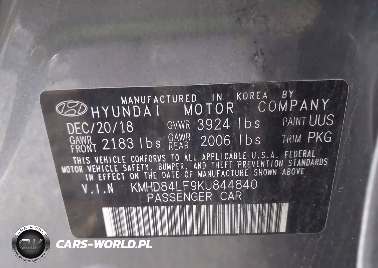 2019 Hyundai Elantra Sel VIN:KMHD84LF9KU844840 - 9