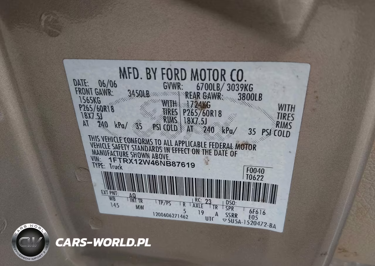 2006 Ford F-150 Stx-Xl-Xlt VIN:1FTRX12W46NB87619 - 9