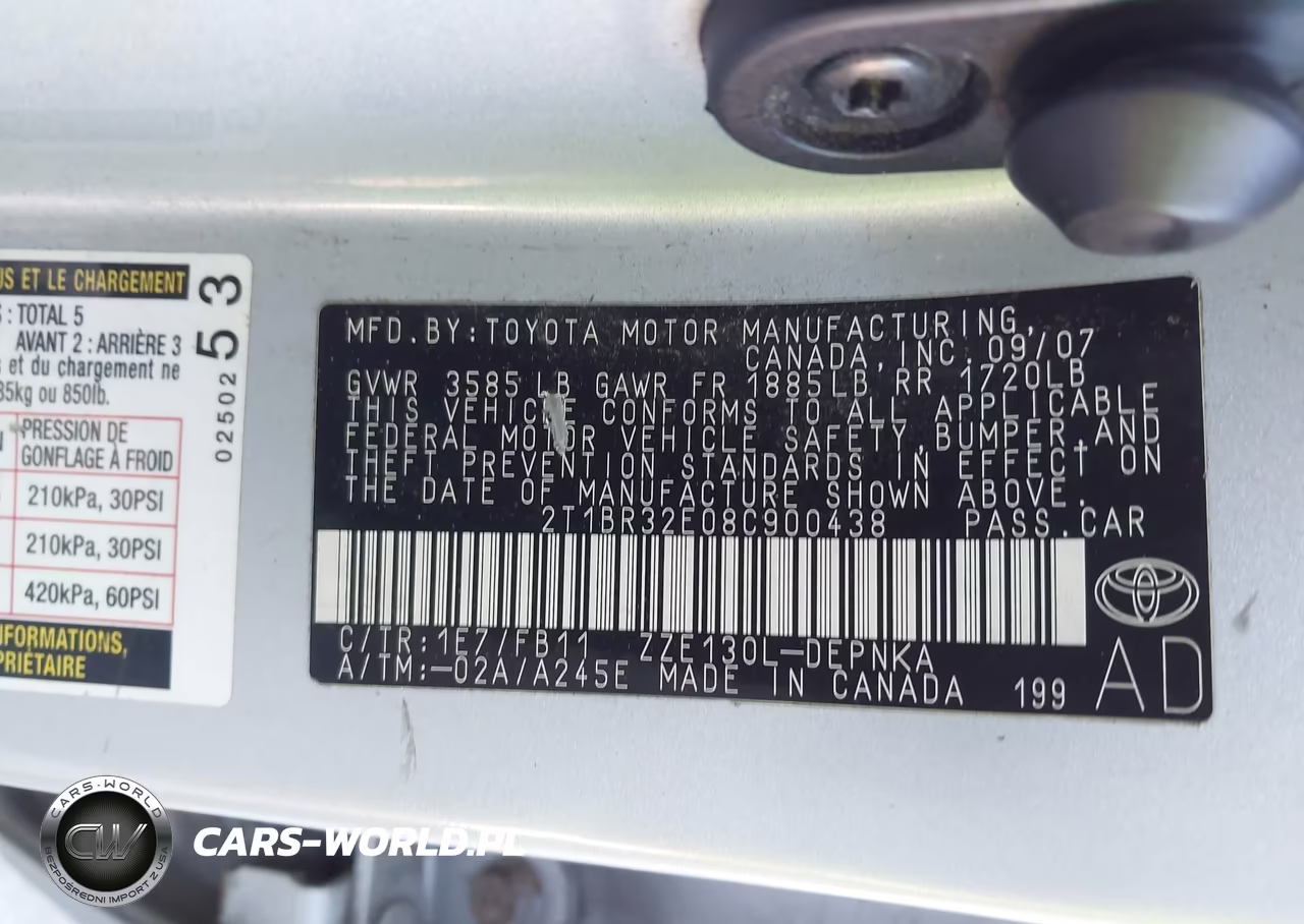 2008 Toyota Corolla Le VIN:2T1BR32E08C900438 - 9