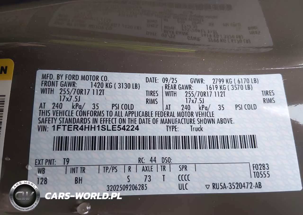 2025 Ford Ranger Xlt VIN:1FTER4HH1SLE54224 - 9