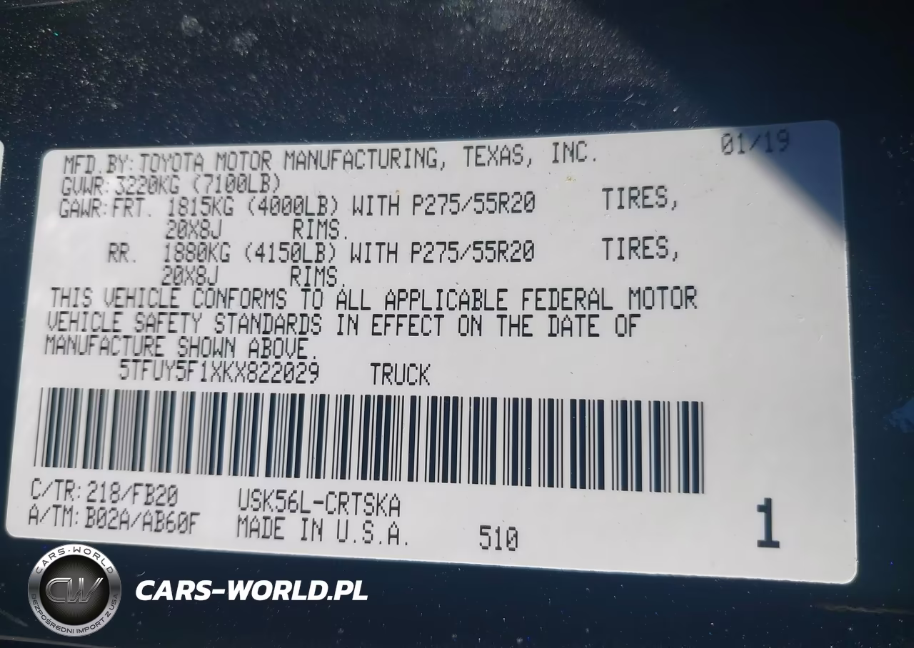 2019 Toyota Tundra Sr5 5.7L V8 VIN:5TFUY5F1XKX822029 - 9