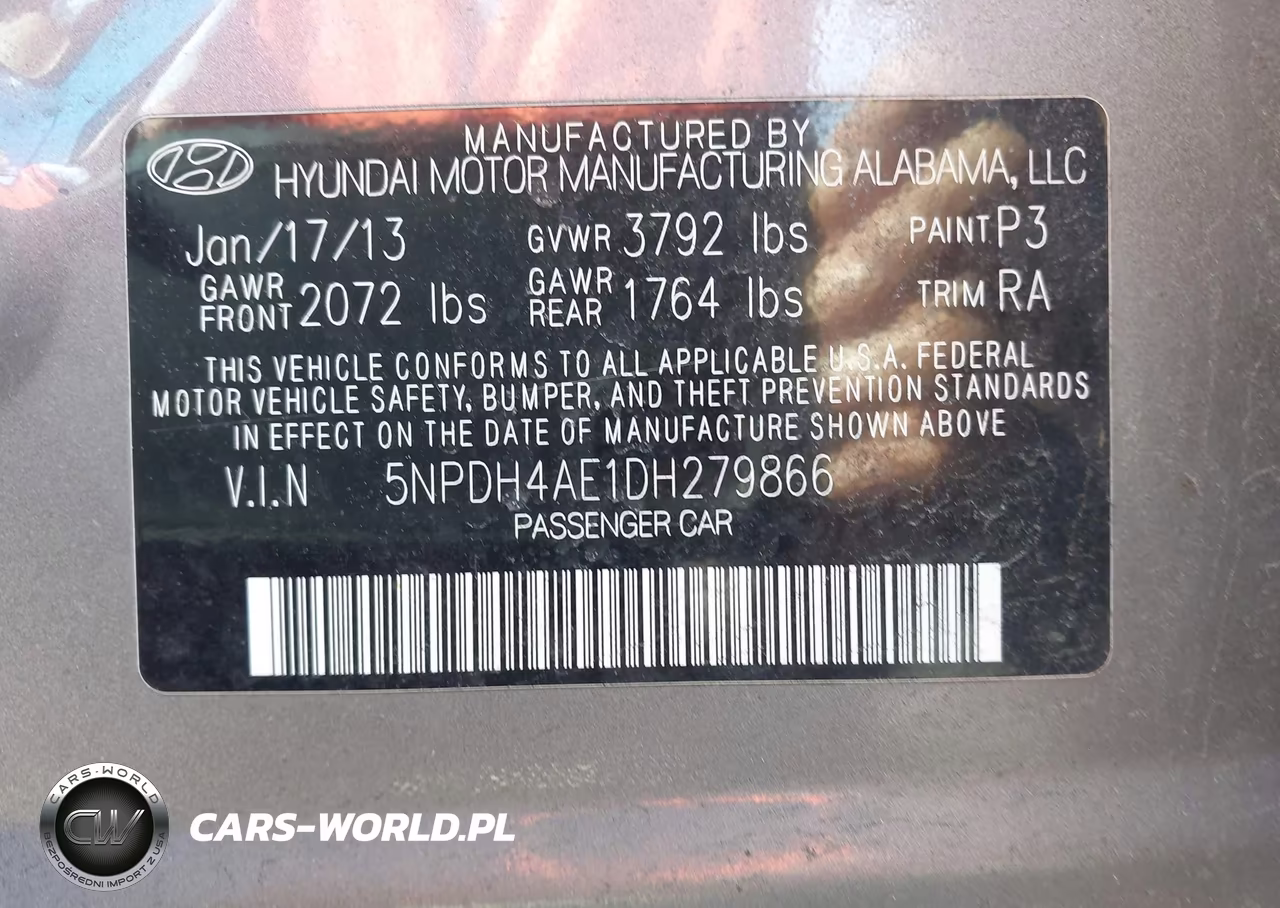 2013 Hyundai Elantra Gls VIN:5NPDH4AE1DH279866 - 9