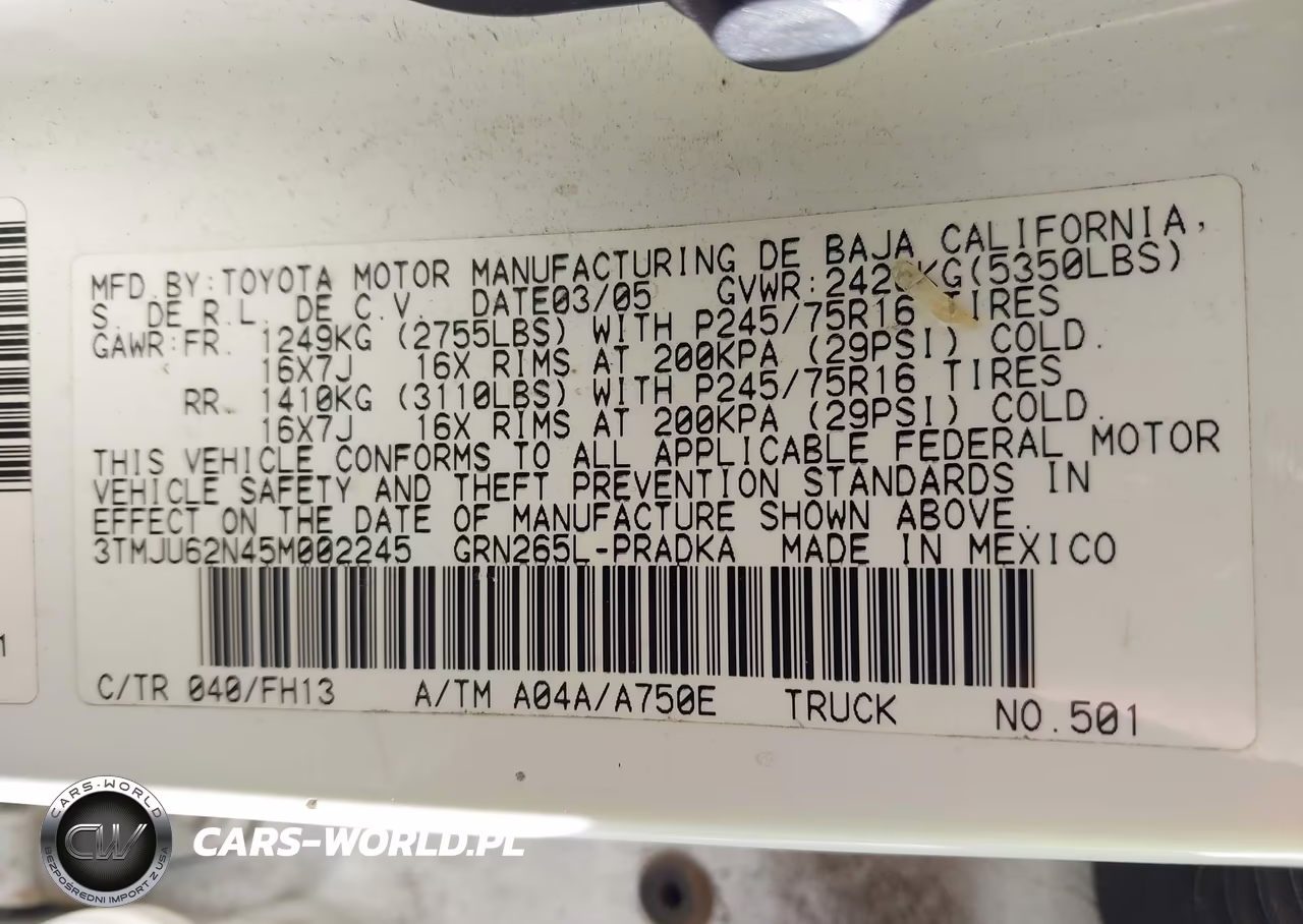 2005 Toyota Tacoma Prerunner V6 VIN:3TMJU62N45M002245 - 9