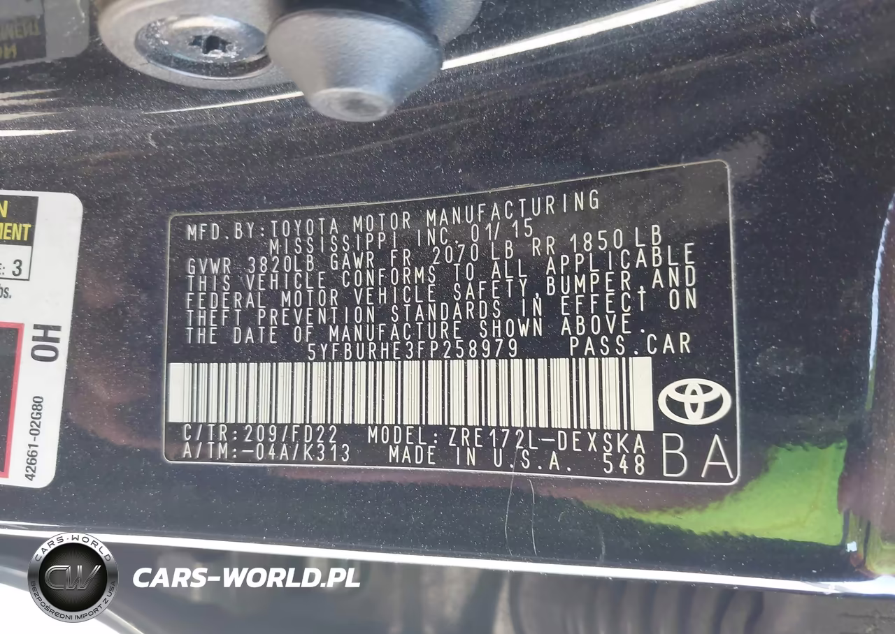 2015 Toyota Corolla S Plus VIN:5YFBURHE3FP258979 - 9