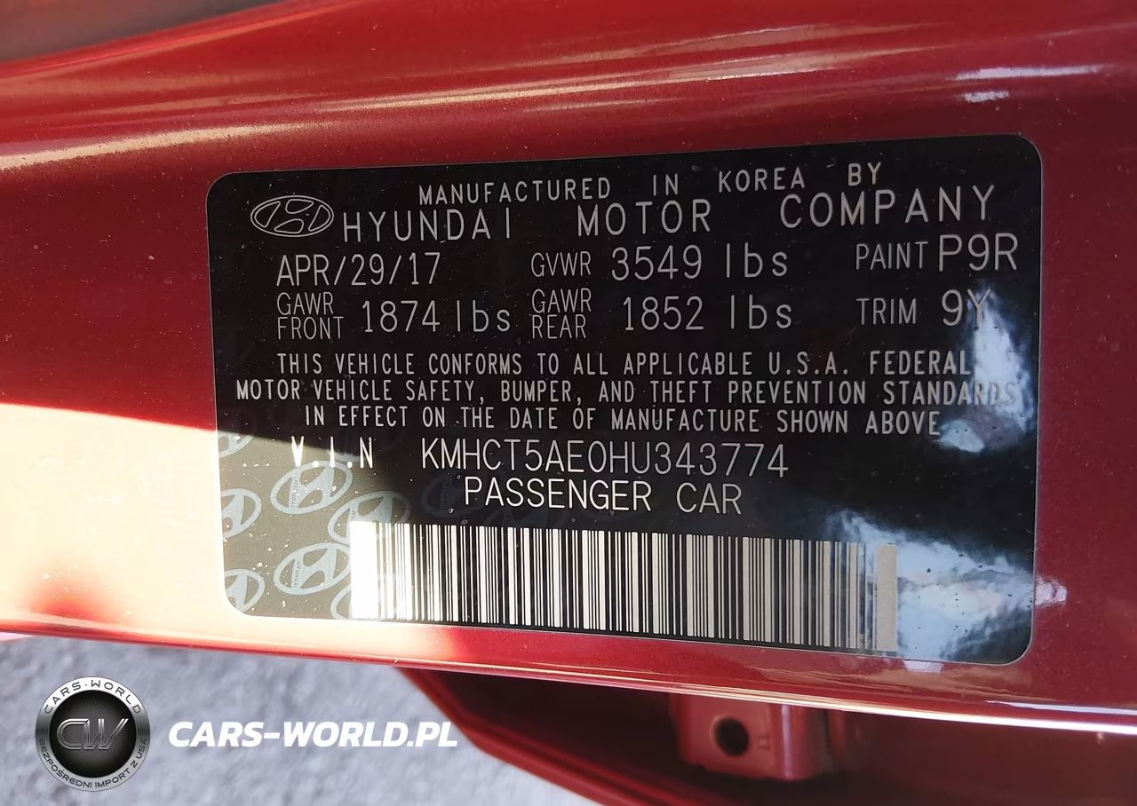 2017 Hyundai Accent Se VIN:KMHCT5AE0HU343774 - 9