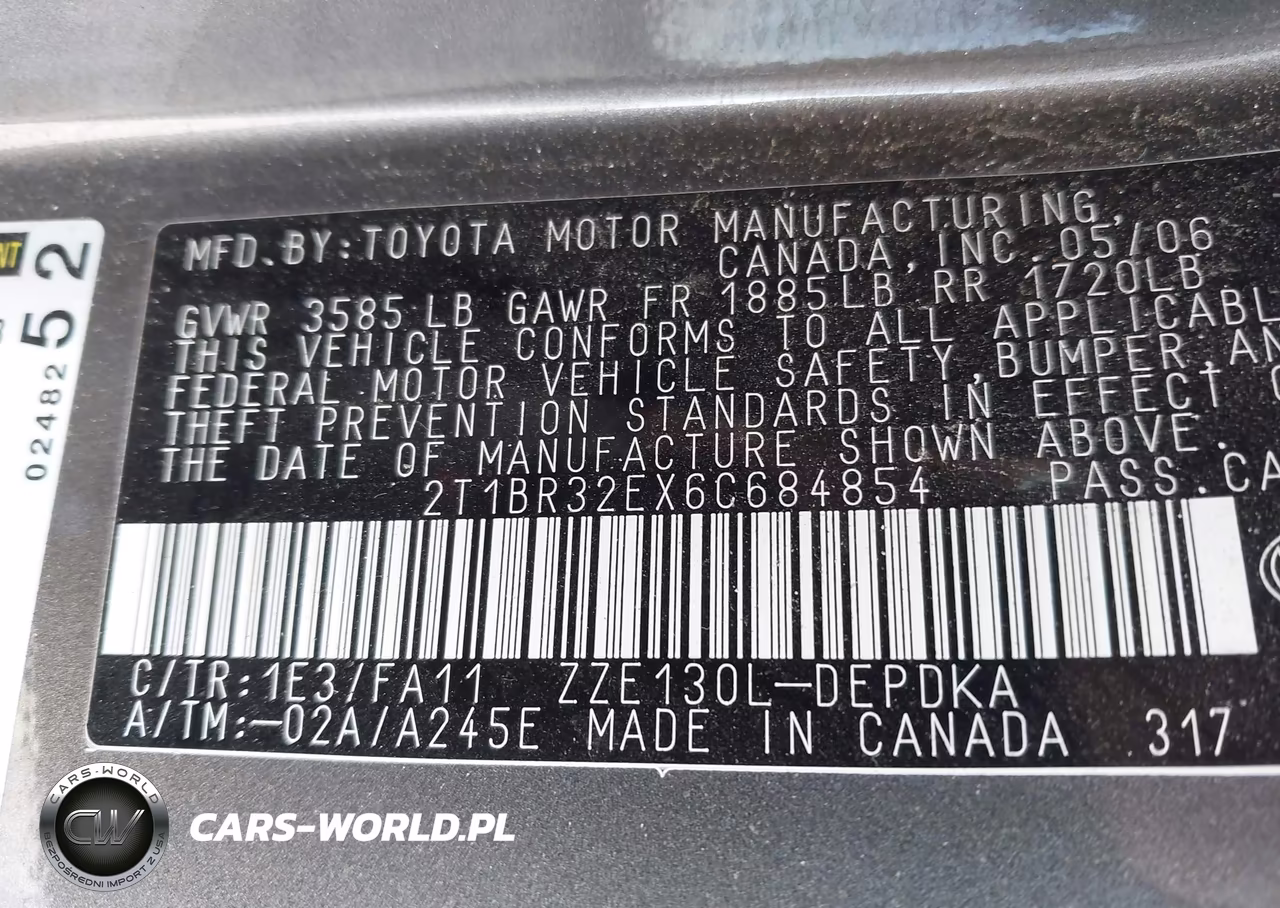 2006 Toyota Corolla Ce VIN:2T1BR32EX6C684854 - 9