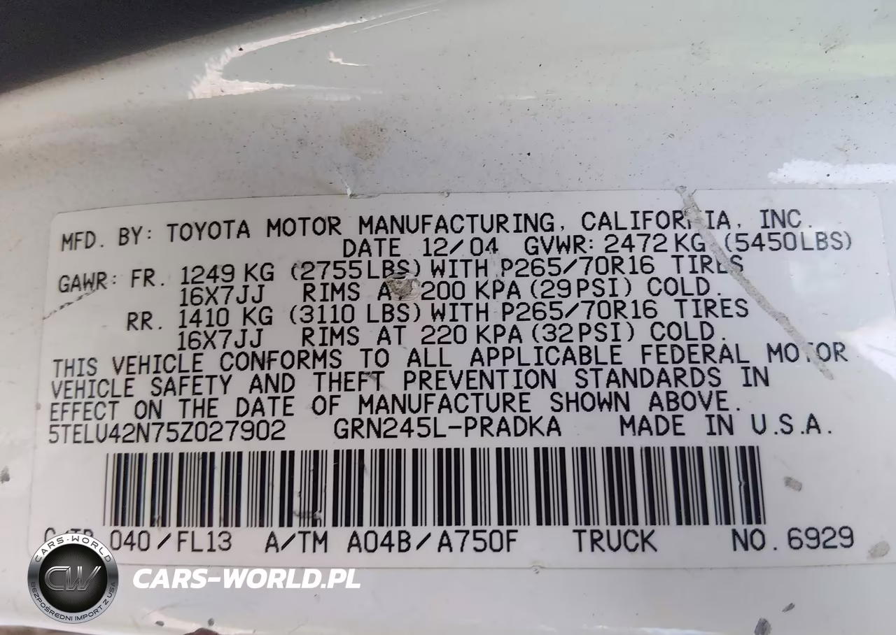 2005 Toyota Tacoma Base V6 VIN:5TELU42N75Z027902 - 9