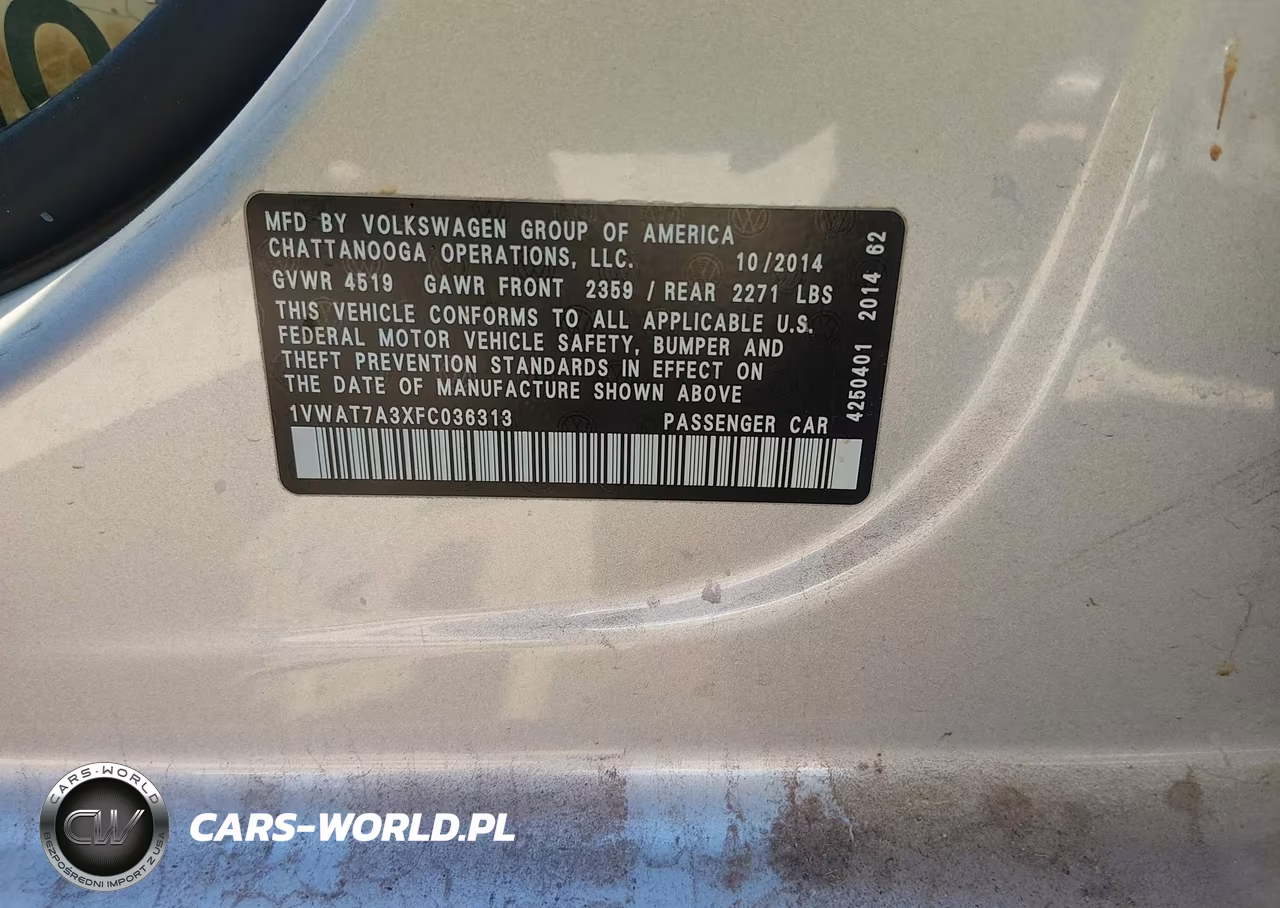 2015 Volkswagen Passat 1.8T Wolfsburg Edition VIN:1VWAT7A3XFC036313 - 9