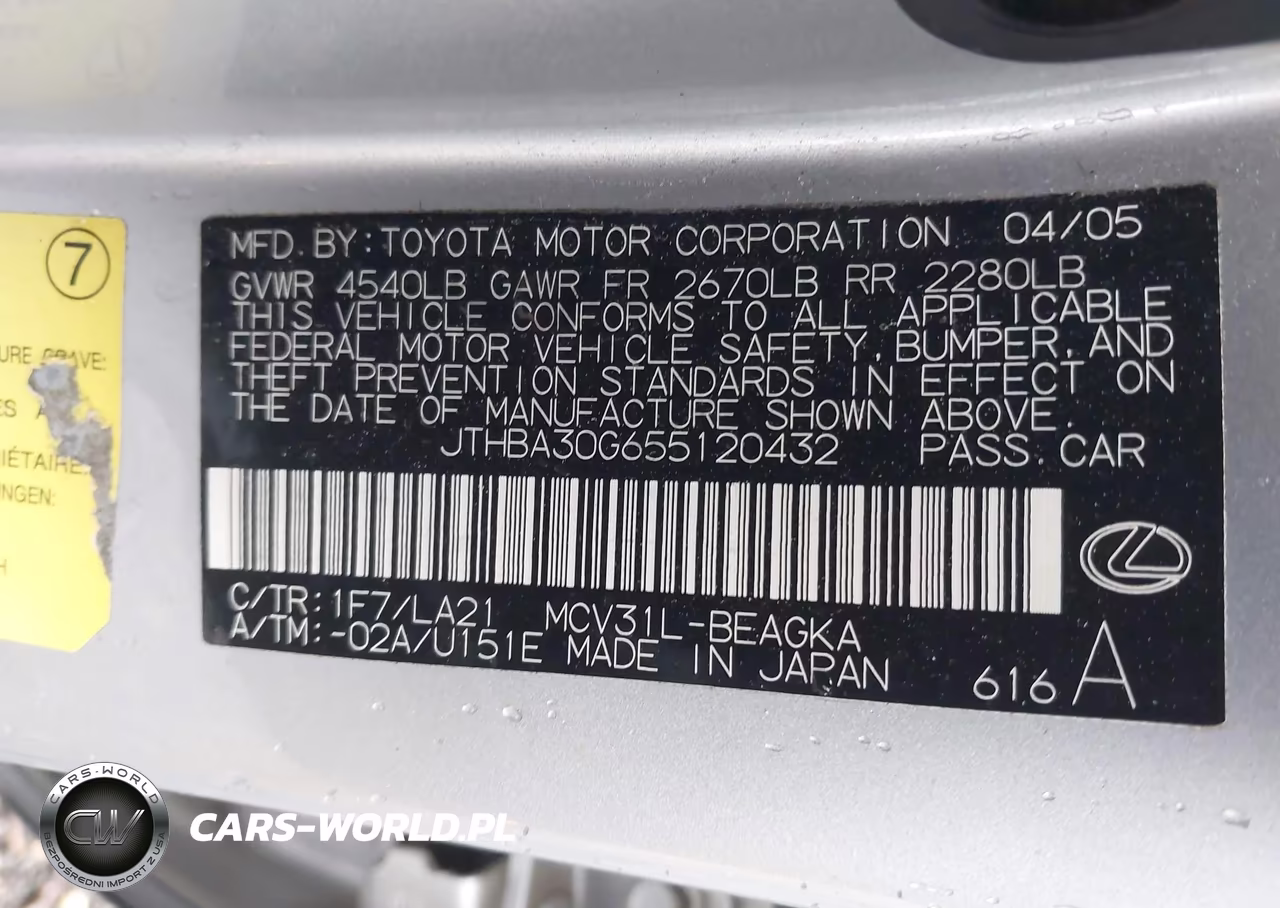 2005 Lexus Es 330 VIN:JTHBA30G655120432 - 9