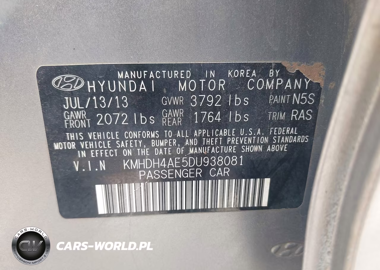 2013 Hyundai Elantra Gls VIN:KMHDH4AE5DU938081 - 9