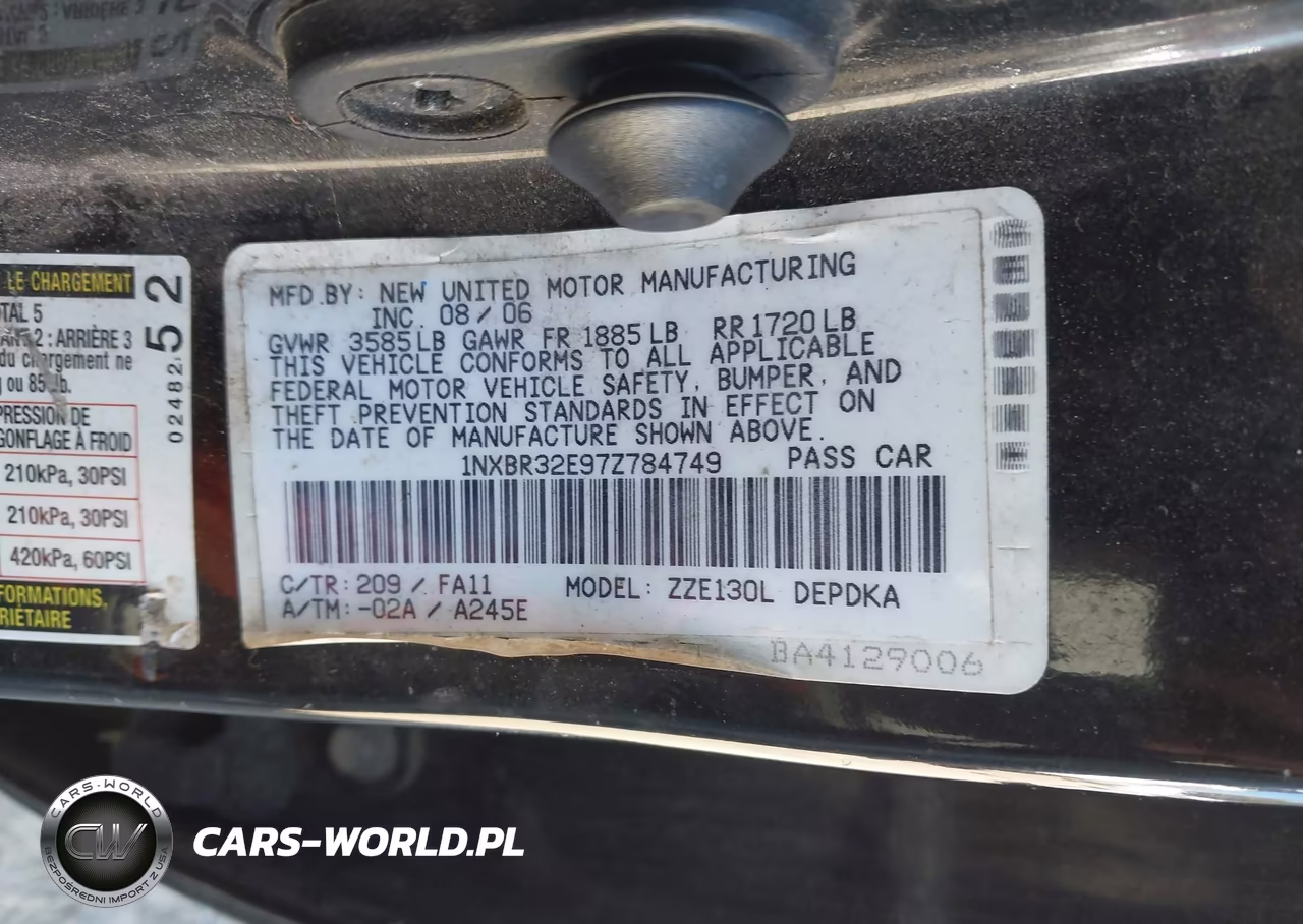 2007 Toyota Corolla Ce VIN:1NXBR32E97Z784749 - 9