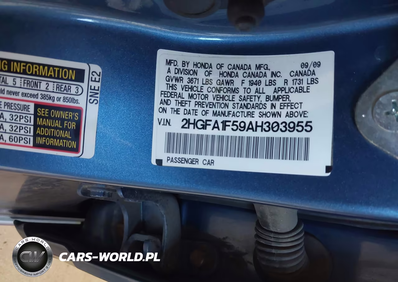 2010 Honda Civic Lx VIN:2HGFA1F59AH303955 - 9