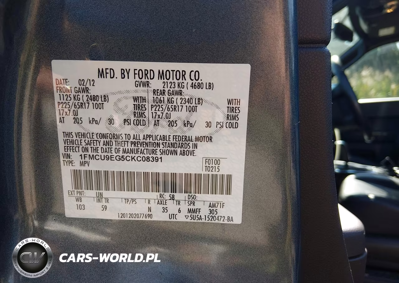 2012 Ford Escape Limited VIN:1FMCU9EG5CKC08391 - 9