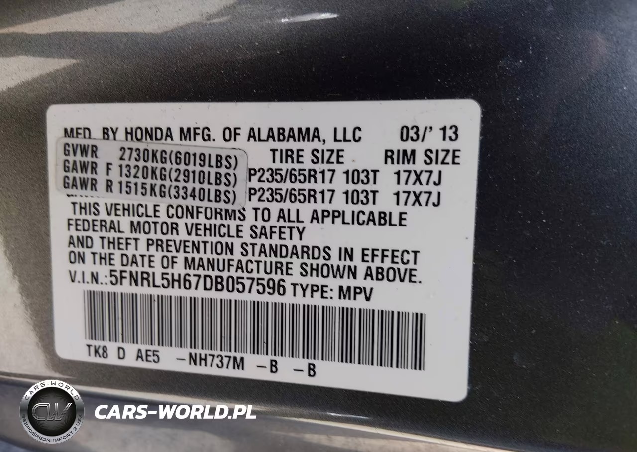 2013 Honda Odyssey Ex-L VIN:5FNRL5H67DB057596 - 9