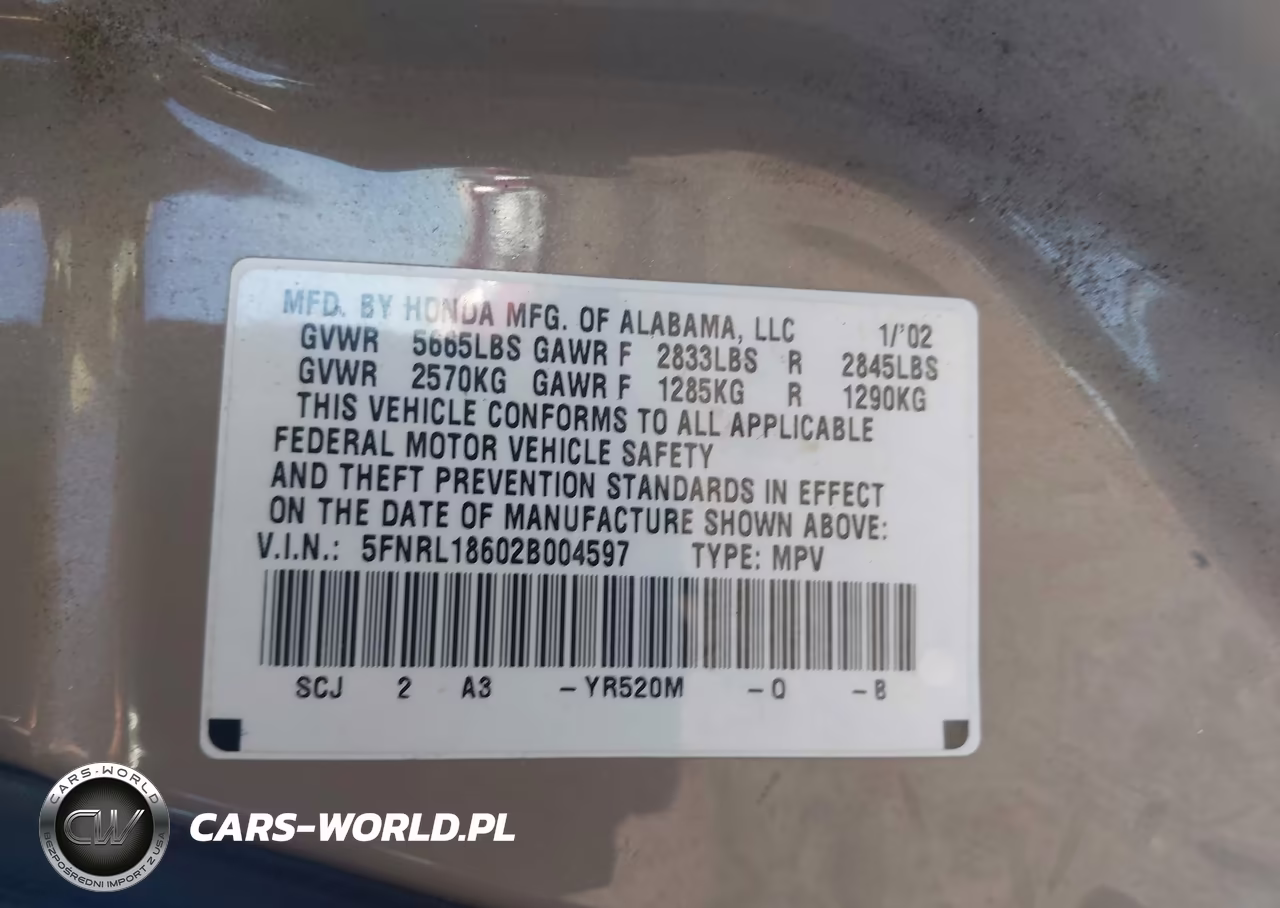 2002 Honda Odyssey Ex VIN:5FNRL18602B004597 - 9
