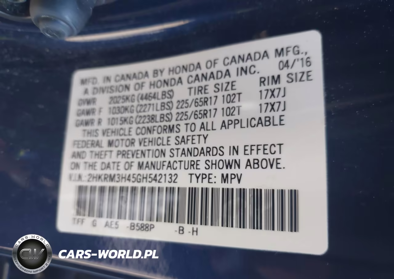 2016 Honda Cr-V Se VIN:2HKRM3H45GH542132 - 9