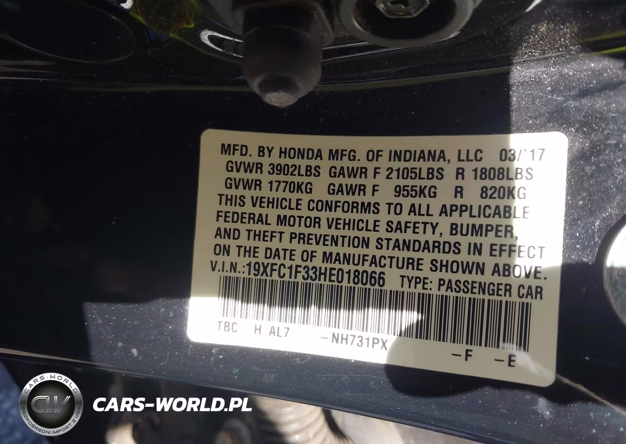2017 Honda Civic Ex-T VIN:19XFC1F33HE018066 - 9