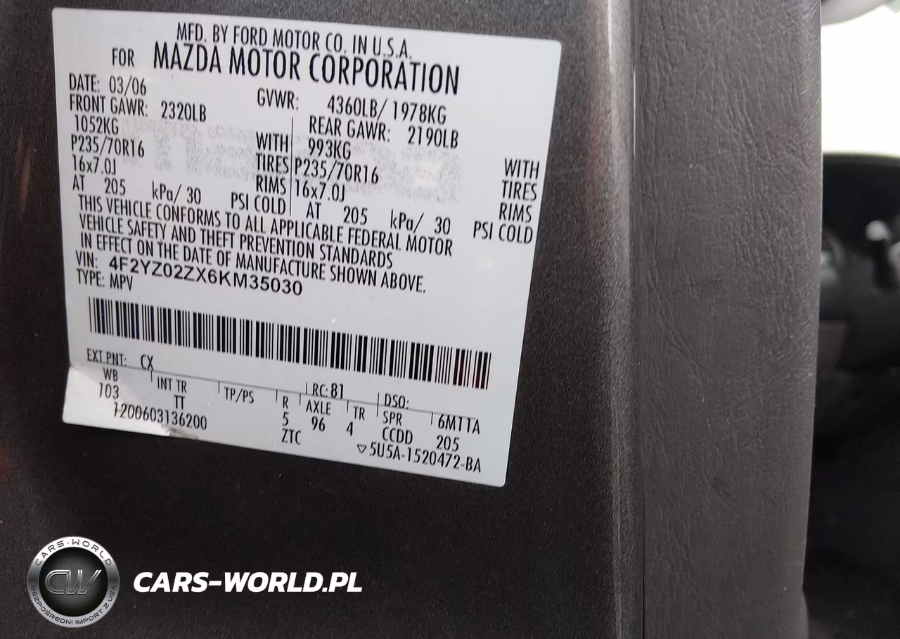 2006 Mazda Tribute I VIN:4F2YZ02ZX6KM35030 - 9