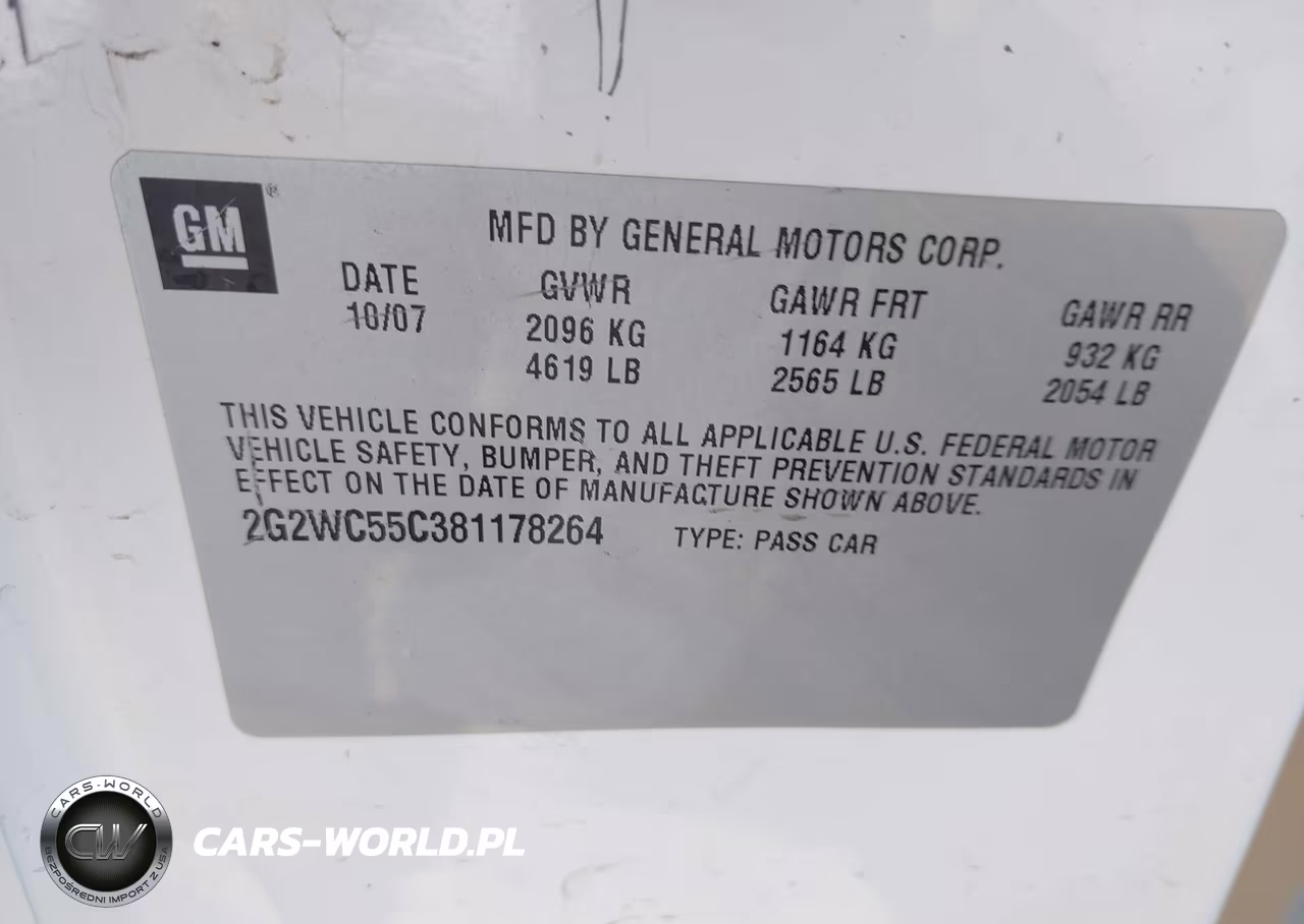 2008 Pontiac Grand Prix Gxp VIN:2G2WC55C381178264 - 9