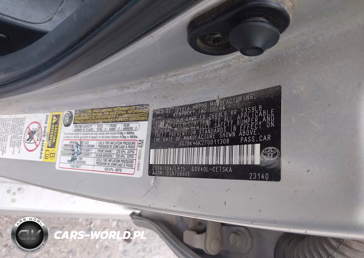 2007 Toyota Camry Se V6 VIN:4T1BK46K27U011308 - 9