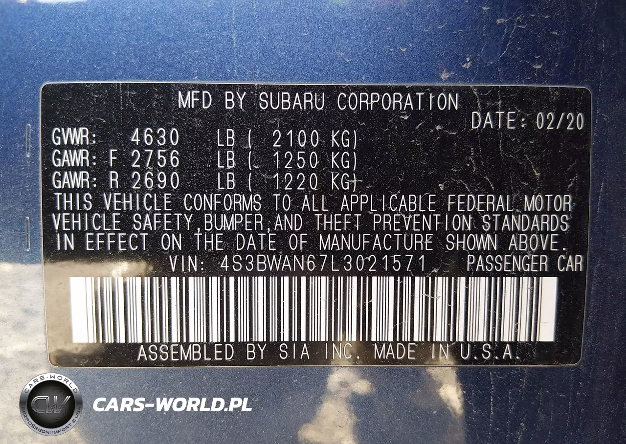 2020 Subaru Legacy Limited VIN:4S3BWAN67L3021571 - 9