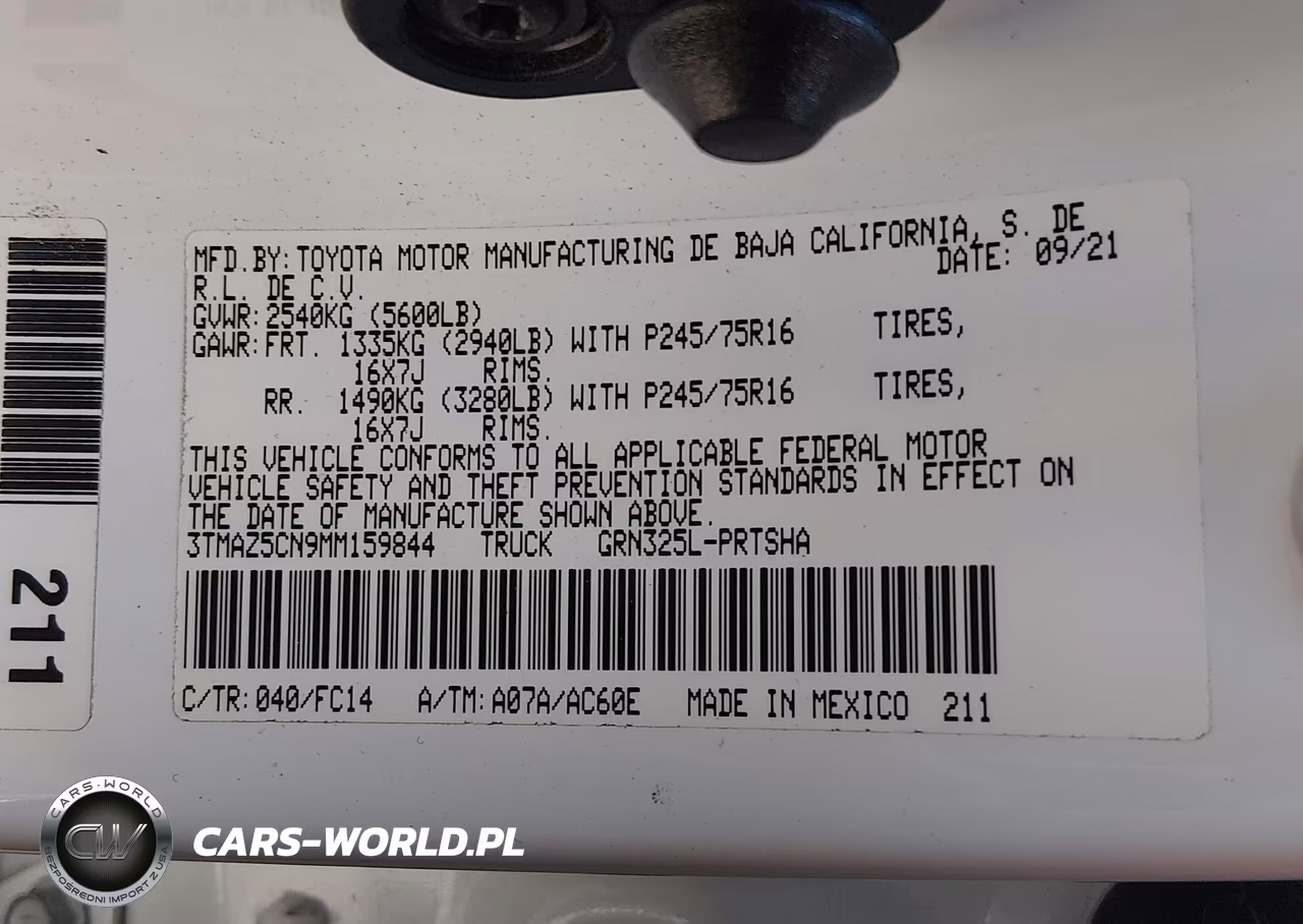 2021 Toyota Tacoma Sr5 V6 VIN:3TMAZ5CN9MM159844 - 9
