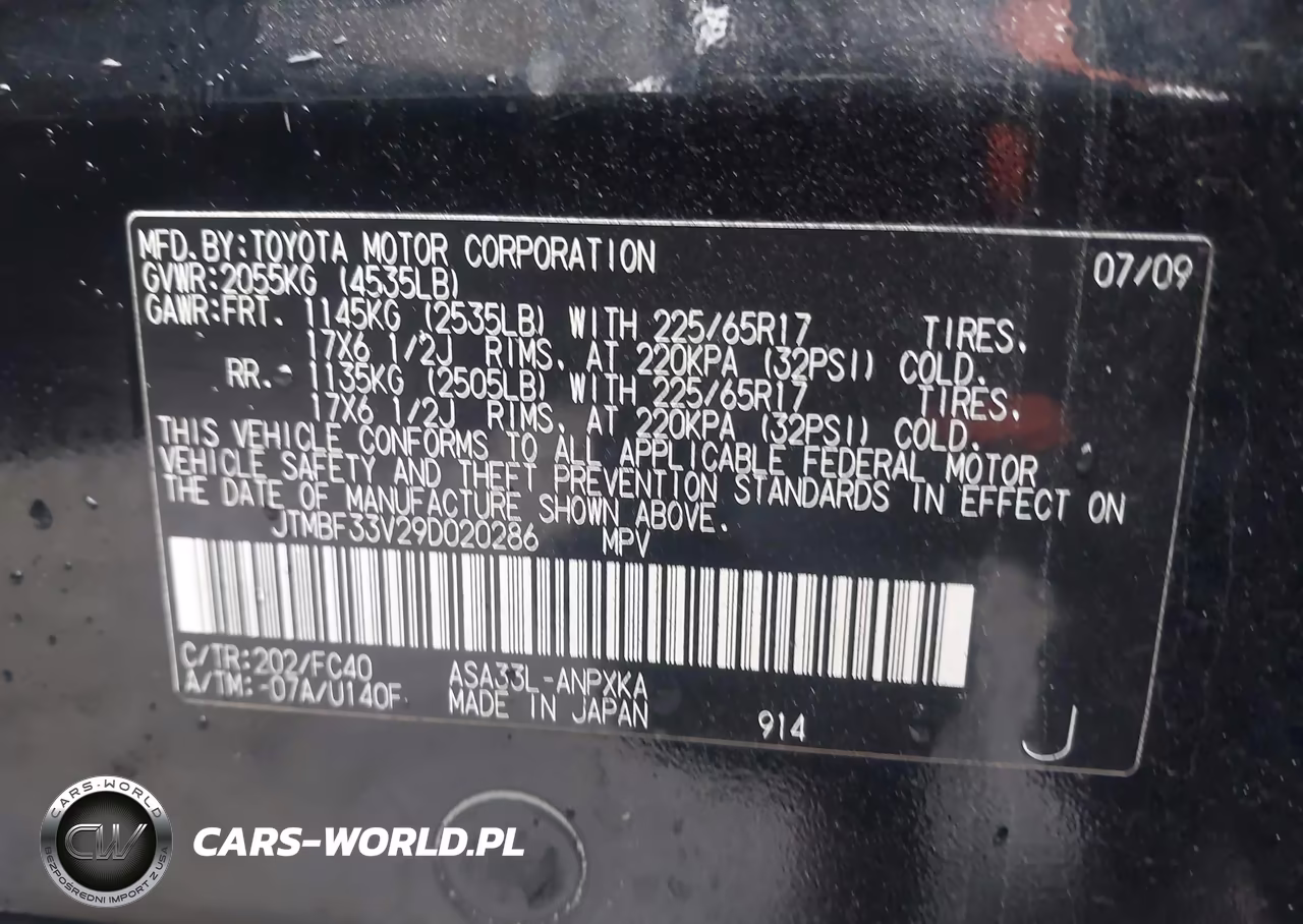 2009 Toyota Rav4 VIN:JTMBF33V29D020286 - 9