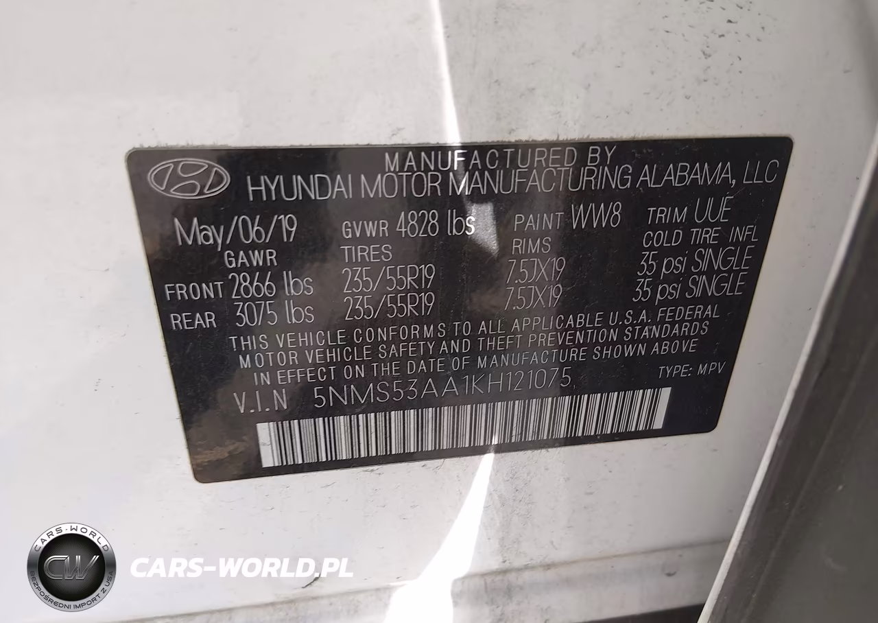 2019 Hyundai Santa Fe Ultimate 2.0T VIN:5NMS53AA1KH121075 - 9