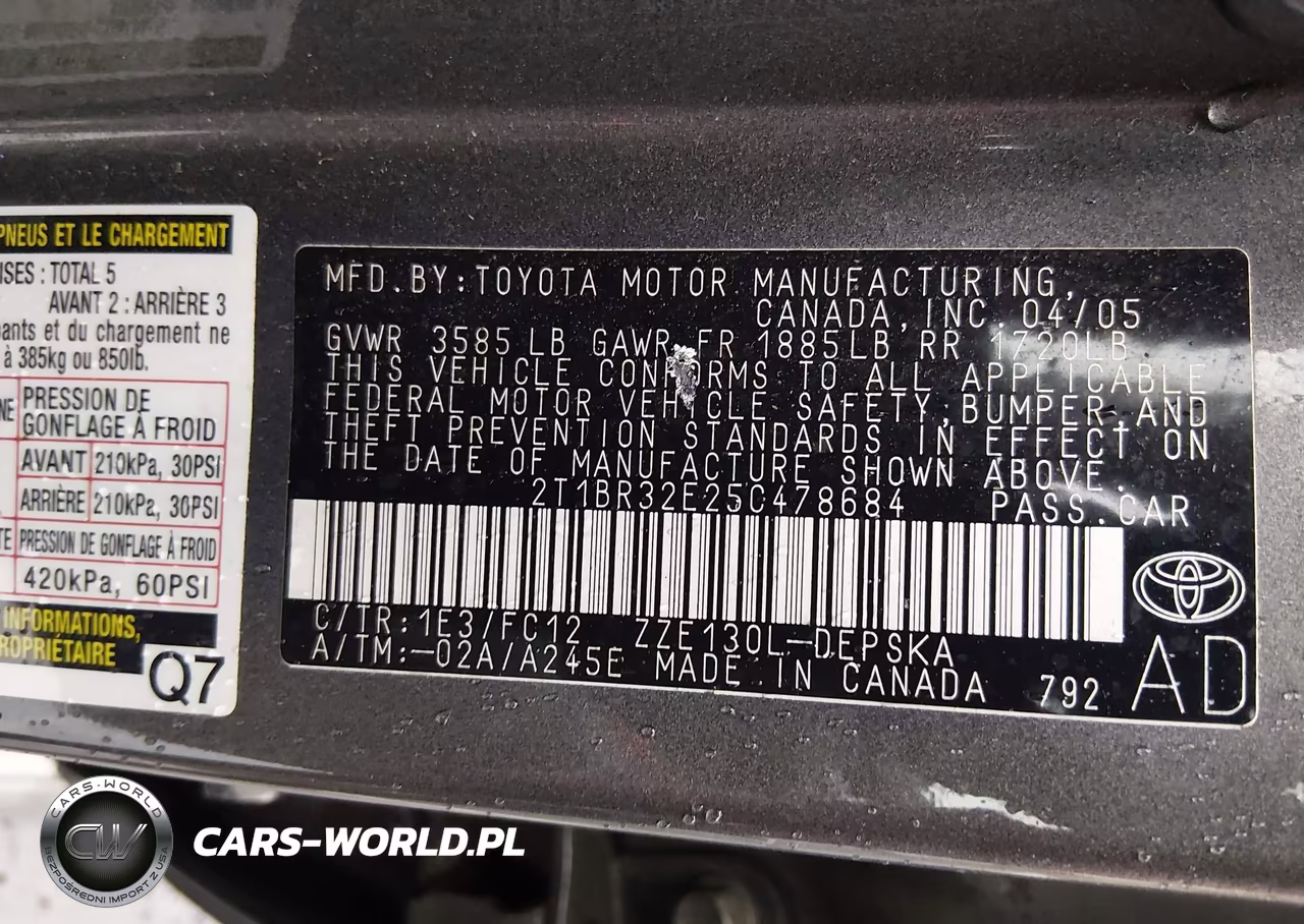 2005 Toyota Corolla S VIN:2T1BR32E25C478684 - 9
