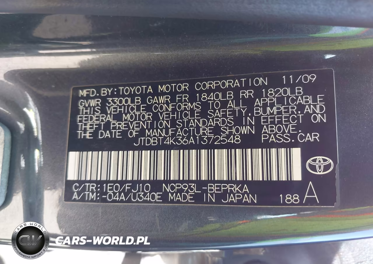 2010 Toyota Yaris VIN:JTDBT4K36A1372548 - 9