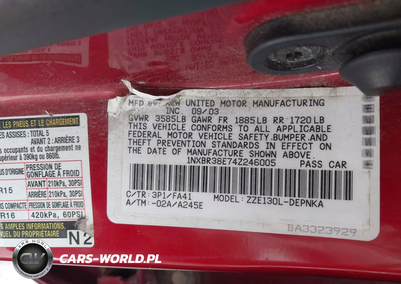 2004 Toyota Corolla Le VIN:1NXBR38E74Z246005 - 9