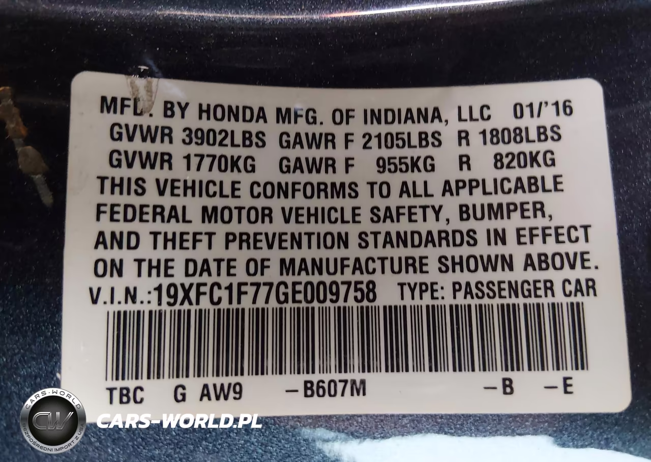 2016 Honda Civic Ex-L VIN:19XFC1F77GE009758 - 9