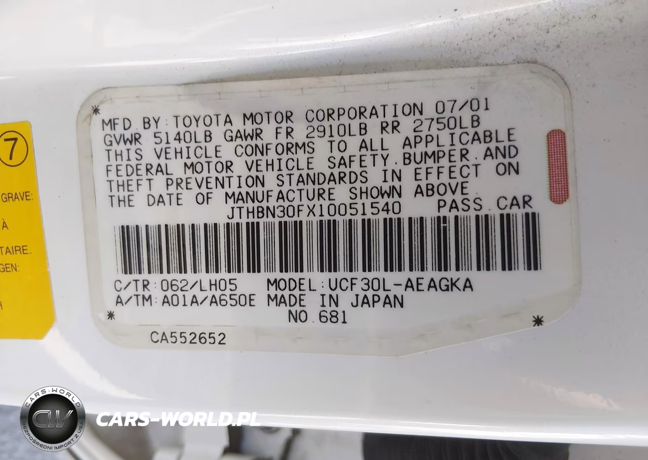 2001 Lexus Ls 430 VIN:JTHBN30FX10051540 - 9