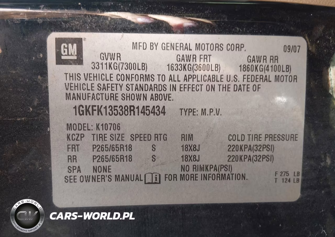 2008 GMC Yukon Hybrid VIN:1GKFK13538R145434 - 9
