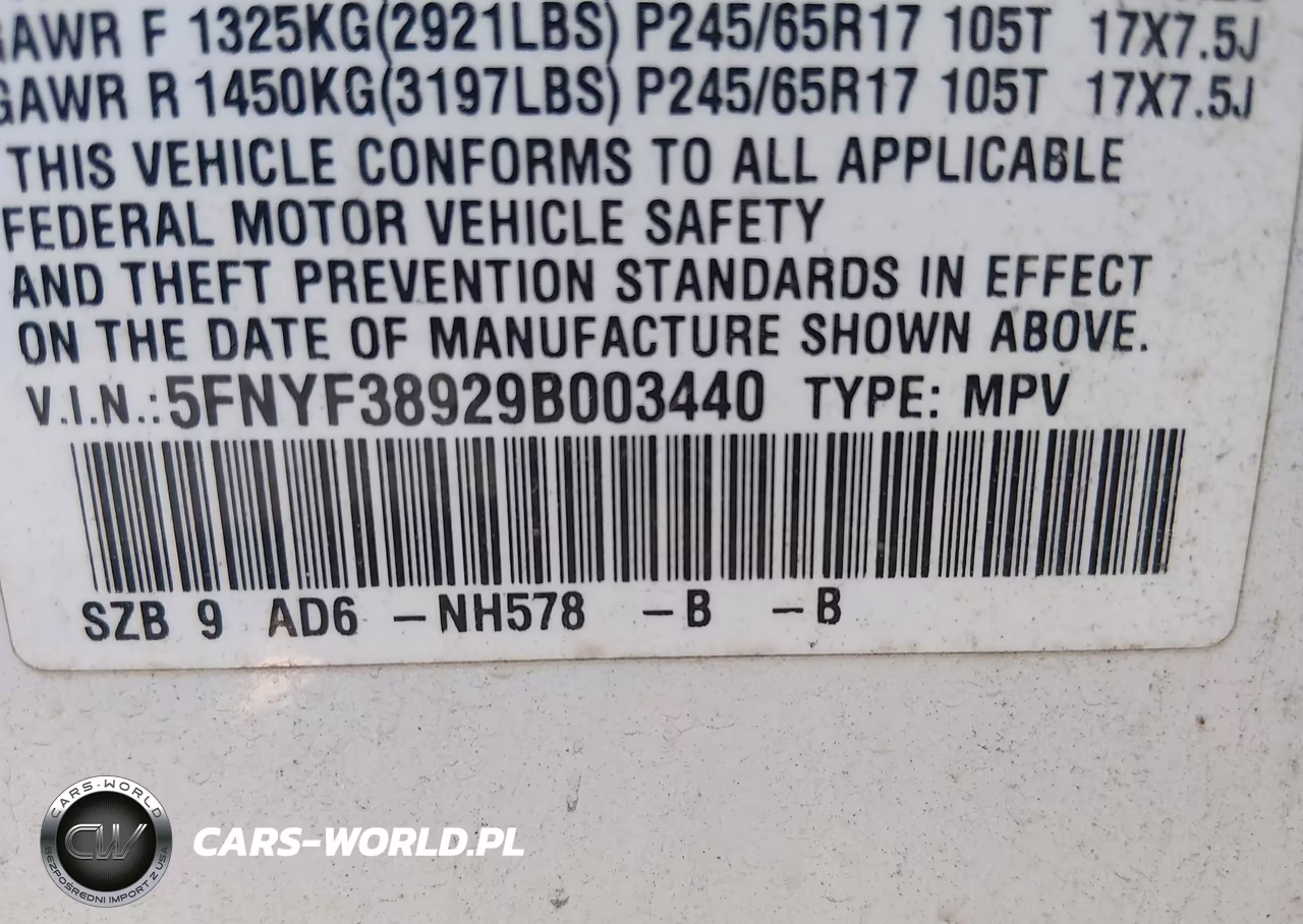 2009 Honda Pilot Touring VIN:5FNYF38929B003440 - 9