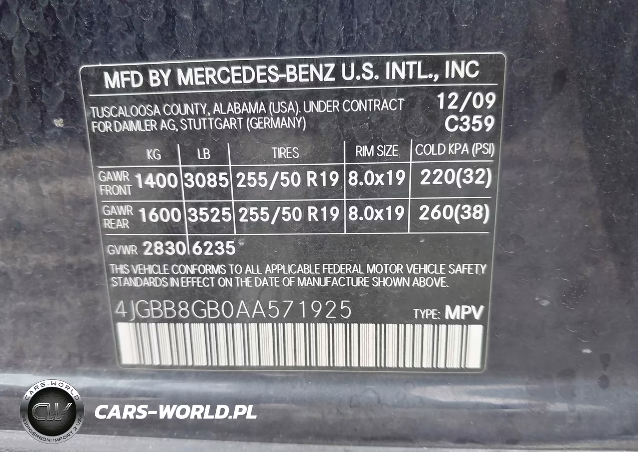 2010 Mercedes-Benz Ml 350 4Matic VIN:4JGBB8GB0AA571925 - 9
