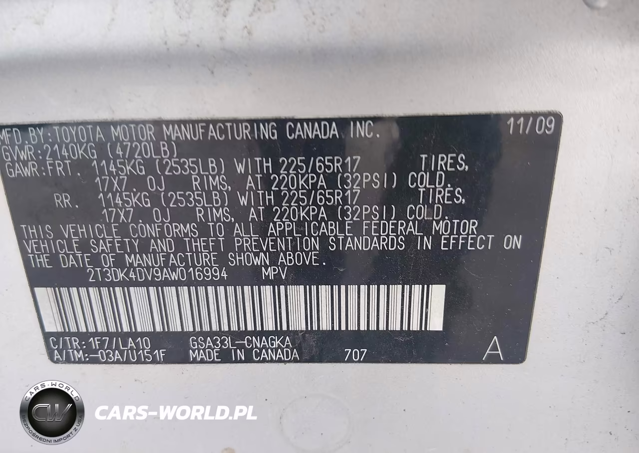 2010 Toyota Rav4 Limited V6 VIN:2T3DK4DV9AW016994 - 9