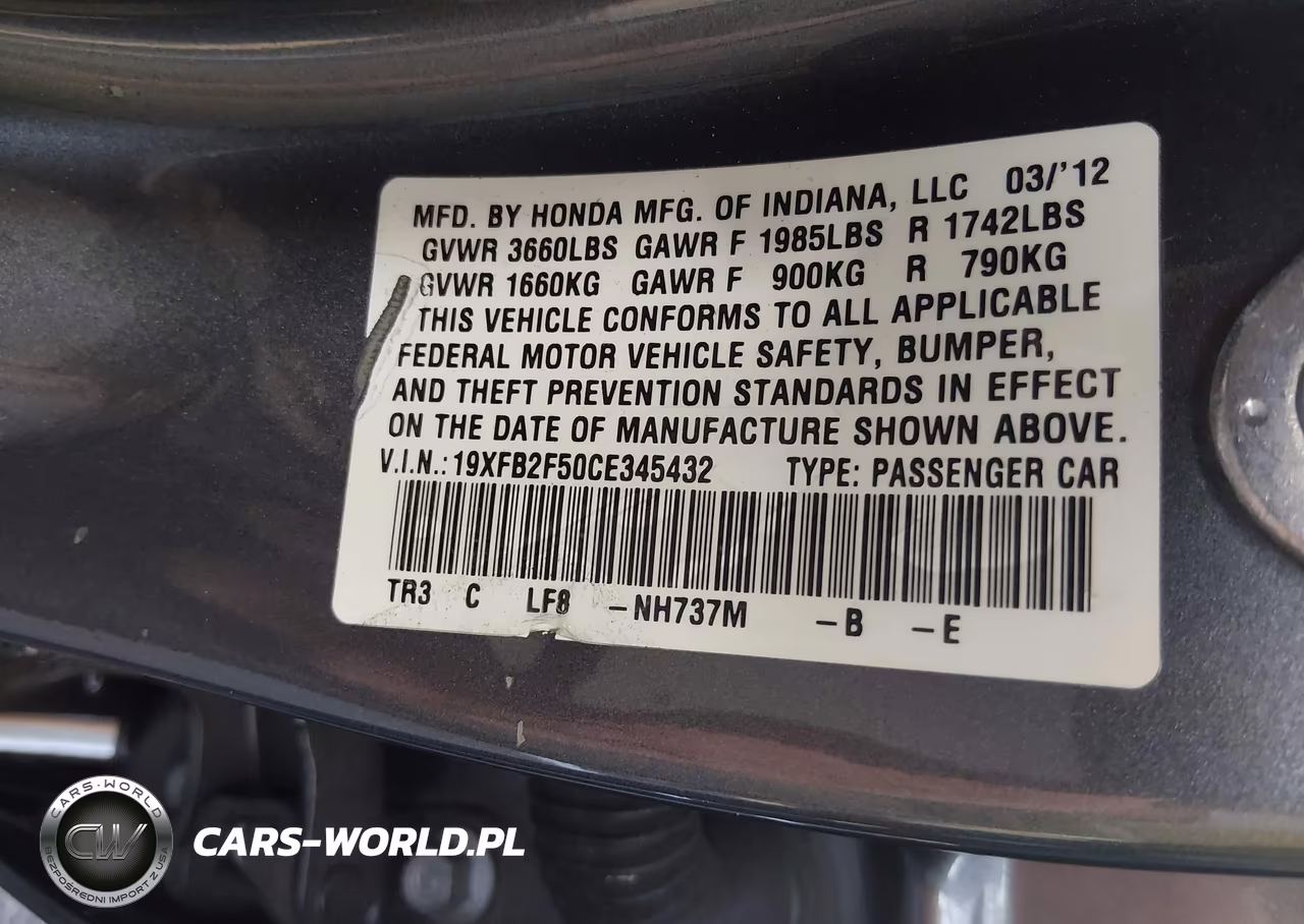 2012 Honda Civic Lx VIN:19XFB2F50CE345432 - 17