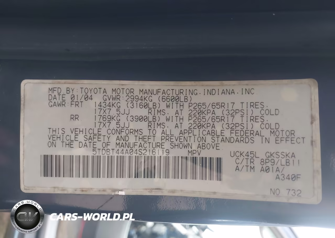 2004 Toyota Sequoia Sr5 V8 VIN:5TDBT44A04S216119 - 9