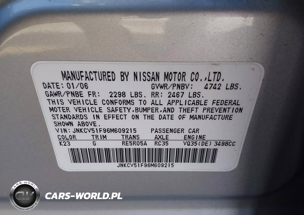 2006 Infiniti G35X VIN:JNKCV51F96M609215 - 9