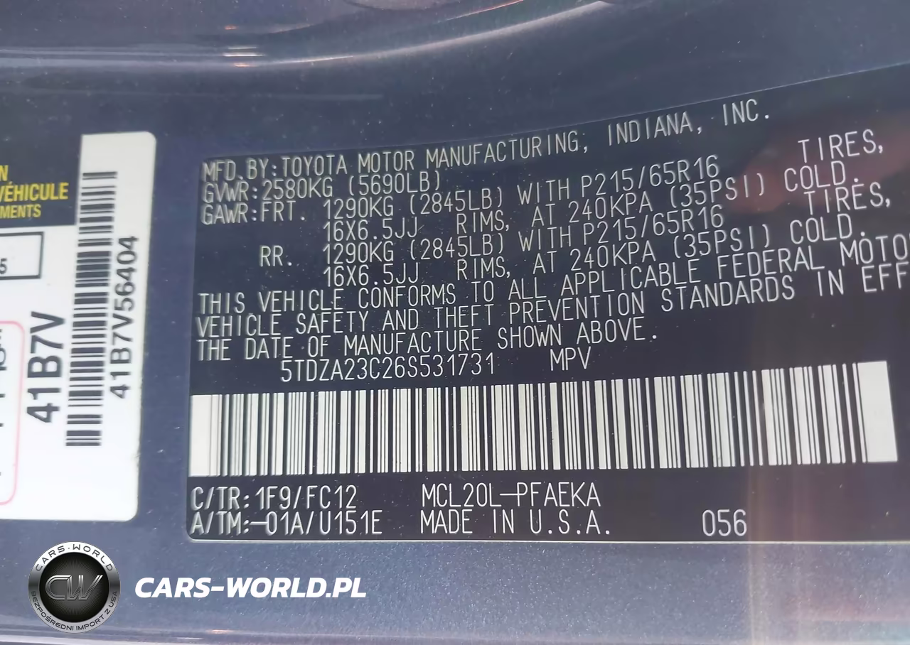 2006 Toyota Sienna Le VIN:5TDZA23C26S531731 - 9