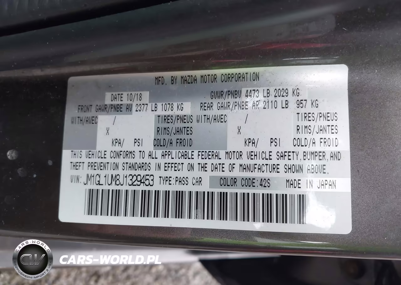 2018 Mazda Mazda6 Sport VIN:JM1GL1UM8J1329453 - 9
