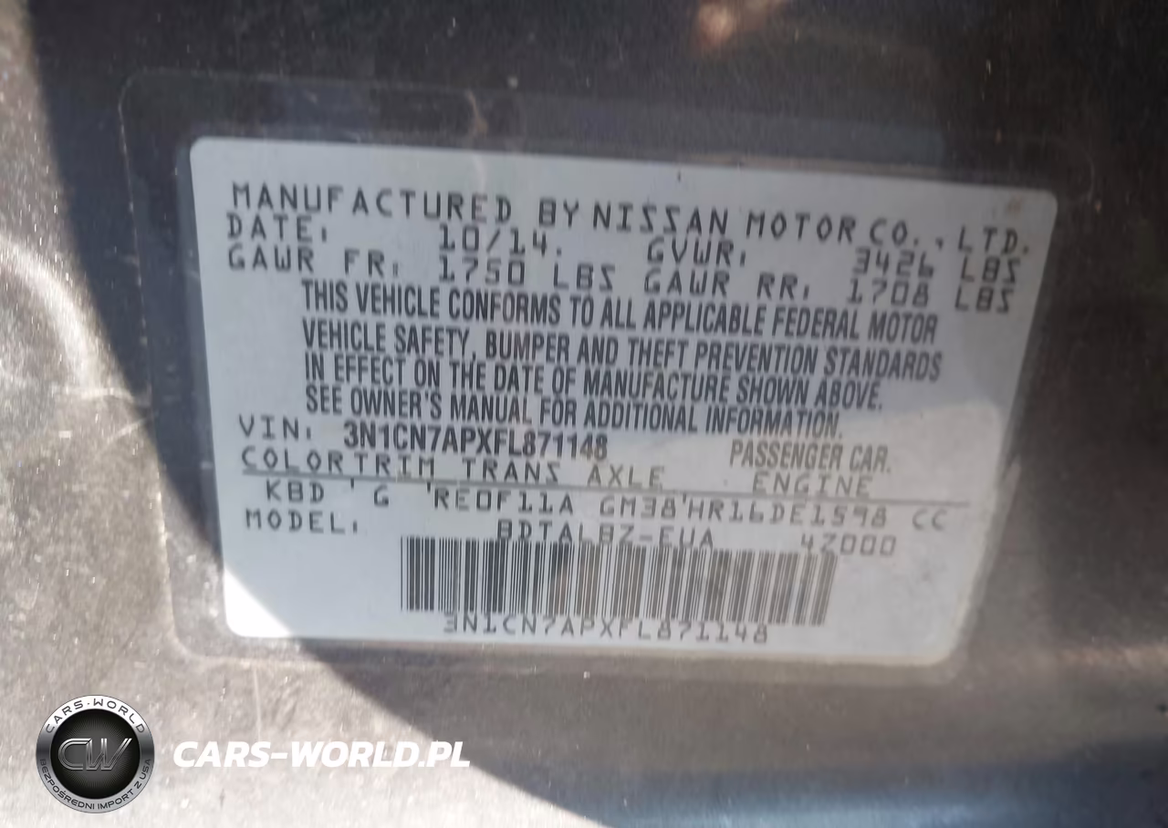 2015 Nissan Versa 1.6 Sv VIN:3N1CN7APXFL871148 - 9